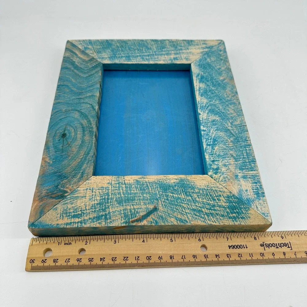 Rustic‎ Distressed Teal Blue Wood Picture Frame 5x7 Tabletop Wall Mount Coastal